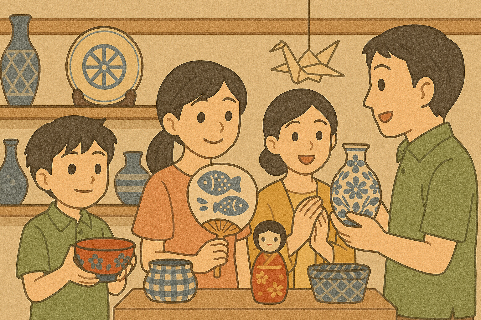日本の地方体験を楽しむイラスト